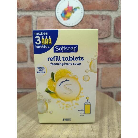 Softsoap Refill Tablets Foaming Hand Soap 3 Bottle Tabs Lemon Fizz Scent NIB - Picture 1 of 5